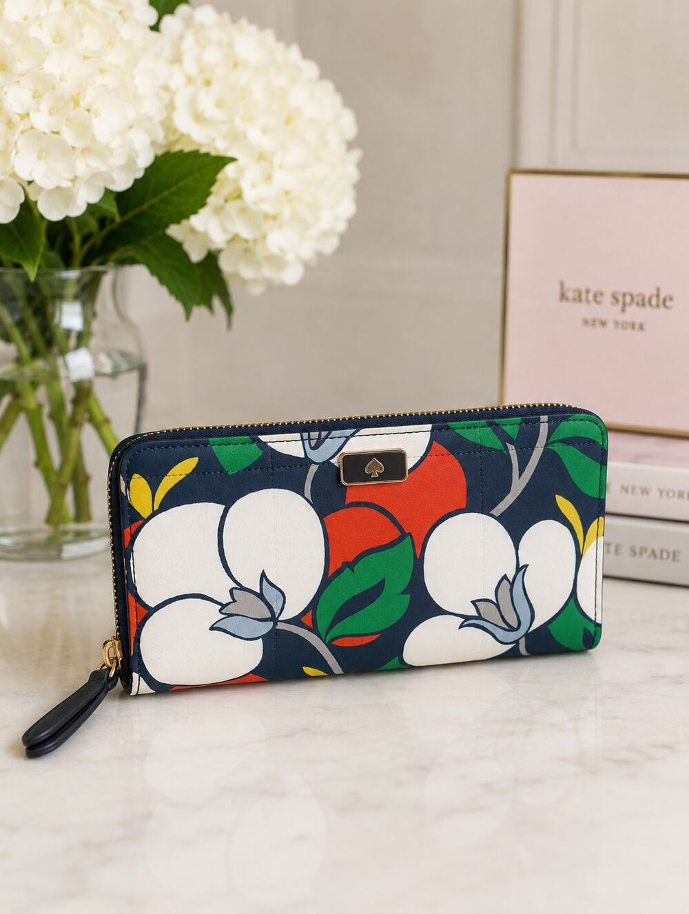 Kate Spade Staci Sailing Floral Cream Multi Large Continental Zip Wallet